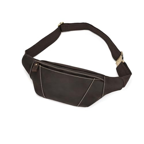 LUUFAN Men's Leather Fanny Pack Adjustable Waist Bag Hip Bum Belt Slim Purse Bag Cell Phone Pouch for Sport Travel Hiking, Dark Brown - color: 1034-Dark Brown