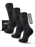 Compression Crew Socks for Men, White Running Socks,15-20 mmHg,3 Pairs - color: 3 Black, size: Large