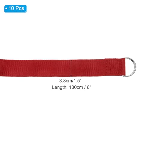 PATIKIL Yoga Strap for Stretching, Cotton Yoga Belt with Adjustable Metal D-Ring Buckle Stretch Band for Fitness Pilates - color: Red