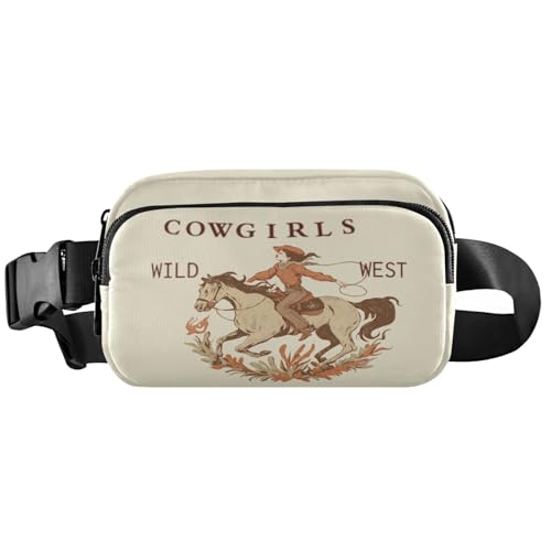 Wild West Rodeo Cowgirl Belt Bag for Women Men Fanny Pack Small Waist Pouch Crossbody Bags for Outdoor Hiking Running Travel - color: Cowgirl