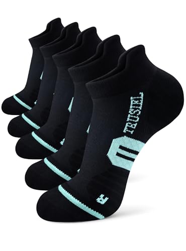 Trusiel Ankle Compression Socks for Women Running Moisture Wicking 5 Pairs - color: Black, size: 6-9
