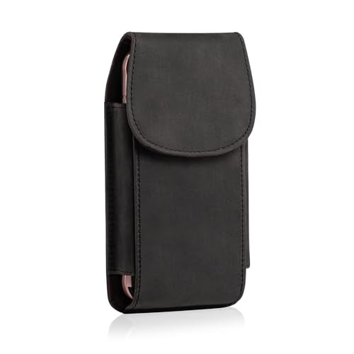 Leather Cell Phone Holster for Belt, Phone Pouch Belt Holder fits for iPhone 17 Pro Max 16 Pro Max 15 Pro Max 14 Pro Max 13 Pro Max Samsung Galaxy S25 Edge S24 Ultra Case with Belt Clip (Grey) - color: Grey