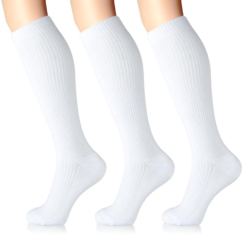 15-20 mmHg Cotton Compression Socks for Women & Men - color: White, size: 9-11