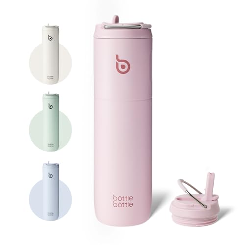 BOTTLE BOTTLE Insulated Water Bottle 24oz with Straw Lid and Handle Sports - color: Light Pink