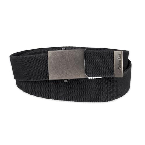 Columbia Men's Military Plaque Buckle Fabric Belt- One Size 42" Length - Everyday and Outdoor Wear - color: Black Cotton Strap
