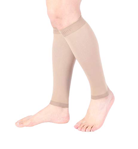Doc Miller Compression Calf Sleeve for Men & Women, 20-30mmHg - color: Tan Skin, size: Medium REGULAR