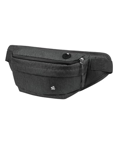 WATERFLY Fanny Pack Waist Bag: Large Crossbody Fannie Bum Belt Bag Hip Phanny Pack for Men Women Outdoor Sport Hiking Traveling Walking - color: Black