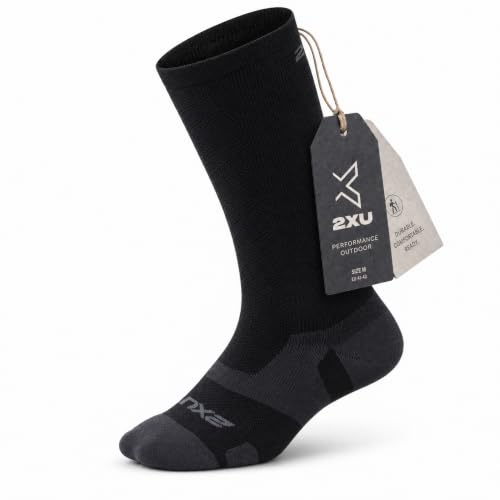 2XU unisex-adult Vectr Full Length Sock - color: Black/Titanium, size: Large
