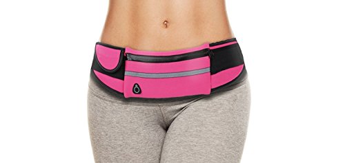 Dimok Running Belt Waist Pack - Water Resistant Runners Belt Fanny Pack for Hiking Fitness – Adjustable Running Pouch for Phones iPhone Android - color: Pink