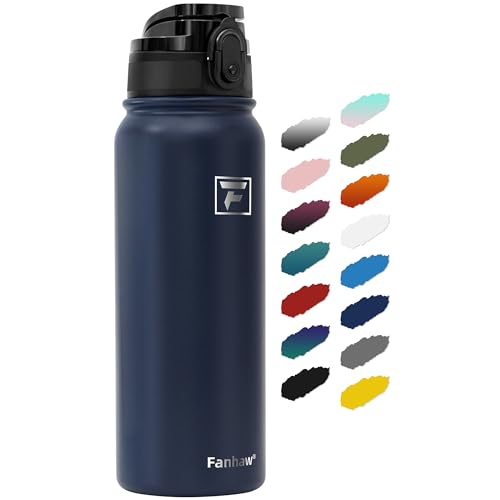 Fanhaw 20oz Stainless Steel Water Bottle with Chug Lid, Navy Blue - color: Navy Blue, style: 20 Ounces