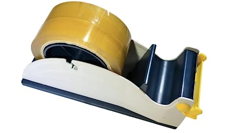 Excell ET-227 Blue/Grey Premium Twin-Roll Steel Desk Top Dispenser: 2 in. Wide (3 in. core) + LuxProdX Sticker