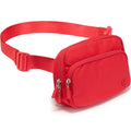 Pander Nylon Crossbody Belt Bag with Excess Strap Keepers, 6-Pocket Adjustable Sling Fanny Pack for Travel and Everyday Carry, Red - color: Red