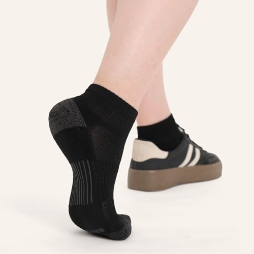 BAMBOO COOL Athletic Ankle Socks Womens Moisture-Wicking 5/6 Pairs - color: Black*6, size: Medium