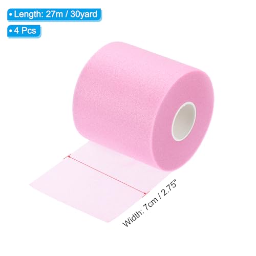 PATIKIL Foam Pre Wrap Athletic Tape 2.75 Inch x 30 Yards, 4 Rolls Non-Adhesive Prewrap Headbands for Hair Soccer Sport Wrists Elbows Knees Ankles, Pink - color: Pink