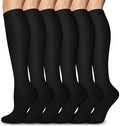 Aoliks 6 Pairs Compression Socks for Women & Nurses, Flying Knee High Socks - color: 020 A7-black, size: Small-Medium