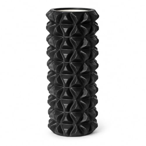High-Density Foam Roller for Recovery and Relaxation, Muscle Massage and Myofascial Trigger Point Release, Relieves Muscle Pain, Improves Mobility (Black)