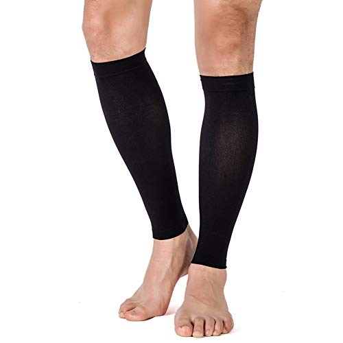 TOFLY Calf Compression Sleeve 20-30mmHg 1 Pair Footless For Men & Women - color: Black, size: Large (1 Pair)