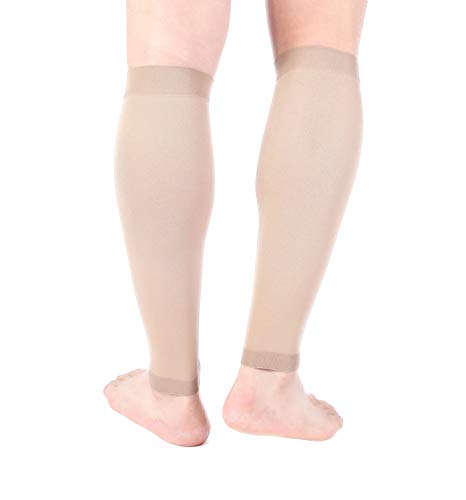 Doc Miller Compression Calf Sleeve for Men & Women, 20-30mmHg - color: Tan Skin, size: Medium REGULAR