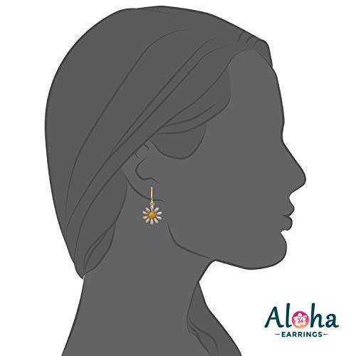 Aloha Earrings Bright & Fun Clip Earrings, Lightweight Stars, Owls, Eiffel Tower, Horse, Cowgirl, Hearts, Elephant, Kitty, Daisy Dangling Charm Designs for Clip Ears - color: Yellow Retro Daisies