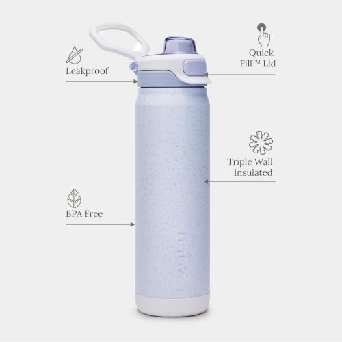 ZULU Powerfill Pro 24oz Stainless Steel Sip or Chug Water Bottle, Glacier - color: Glacier Drift, style: 24oz