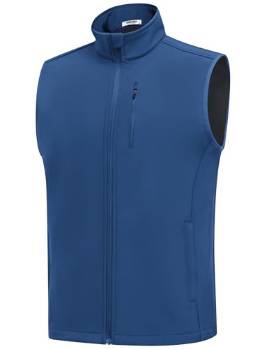 COOFANDY Mens Lightweight Golf Softshell Vests Windproof Sleeveless Jacket - color: Navy Blue, size: Medium