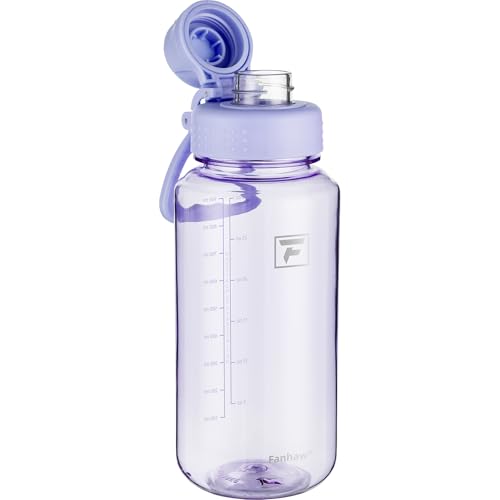 Fanhaw 32oz Clear Plastic Water Bottle with Fast-Flow Lid, Amethyst - color: Amethyst