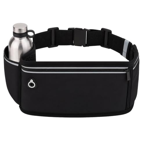 Running Hydration Belt with Water Bottle Holder, Slim Running Fanny Pack for Phone and Wallet Holder, Runners Pouch Waist Pack, Runner Gear Accessories Marathon Triathlon Walking Jogging - Black - color: Black- Bottle holder
