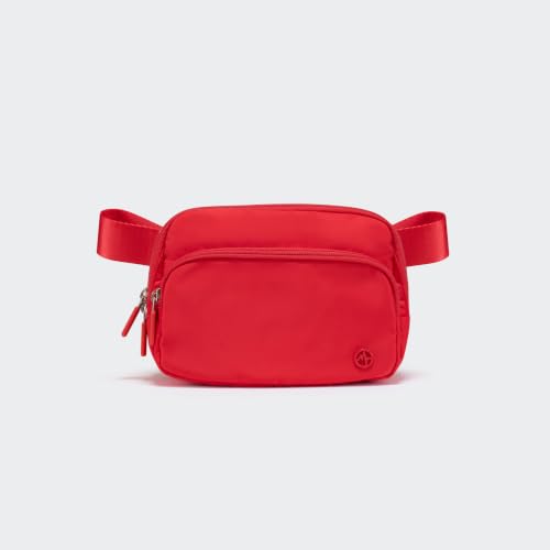 Pander Nylon Crossbody Belt Bag with Excess Strap Keepers, 6-Pocket Adjustable Sling Fanny Pack for Travel and Everyday Carry, Red - color: Red