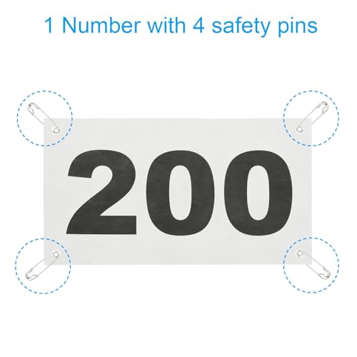 PATIKIL Tearproof Running Bib Numbers, Waterproof Race Competitor Numbers with Safety Pin - size: 7x4 Inch, style: 1-200