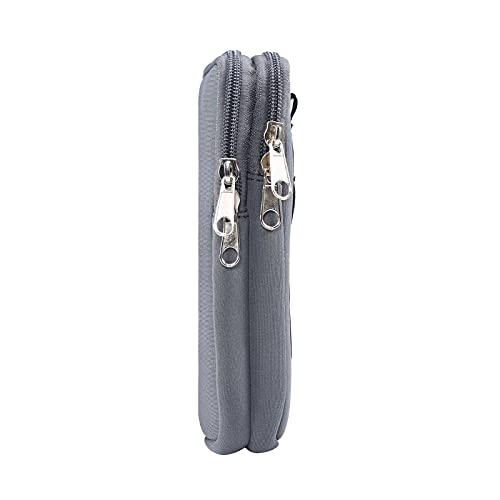 Dual Layer Universal Neoprene Cell Phone Sleeve, Zip Wallet Belt Loop Holster for iPhone 17 16 15 14 13 12 11 Pro Max Samsung Galaxy A17 16 S26 Ultra Google Pixel 10 Pro XL OnePlus 15 (Gray) - color: Gray