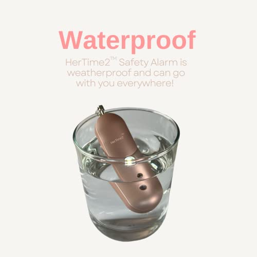 HerTime2 Personal Safety Alarm for Women - Loud Self Defense Siren, Waterproof Keychain with Strobe Light - Battery Powered, Rose Gold - color: Rose Gold, style: Battery Powered