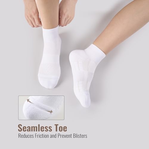 Ankle Socks Women White Black, 6/12 Pairs Running Quarter Socks - color: 6 White, size: 5-8