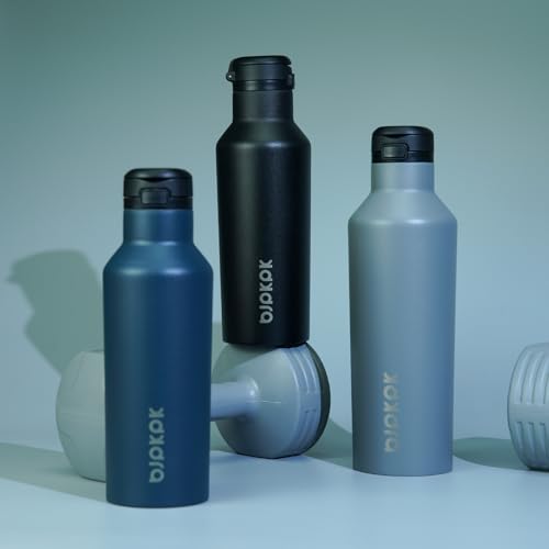 BJPKPK 17oz Insulated Thermal Water Bottle, Straw & Handle, Stainless Steel - color: Black, size: 17 Ounces
