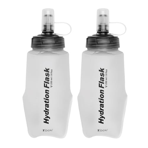 TRIWONDER Running Water Bottle Handheld Plastic Flask Hydration Vest Packs Waist Belt Replacement for Runners Marathon Cycling Hiking - color: 03 Soft Flasks - White - 250ml/8.45oz - 2 Packs