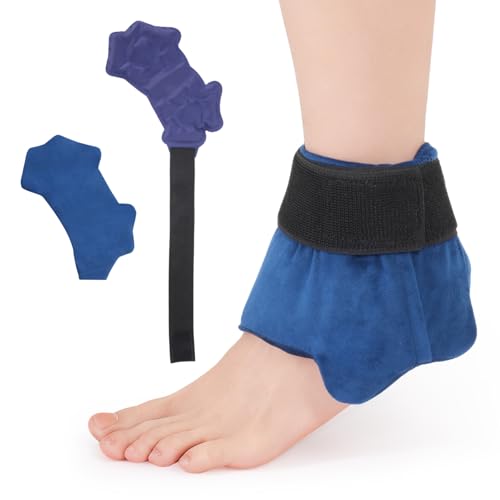 Adjustable Ankle Ice Pack Wrap for Sprained Relief, Ice Pack for Ankle Inuries Reusable, Cold Therapy for Ankles Swelling, Plantar Fasciitis, Achilles,tendonitis, and Swelling Feet,Microwaveable