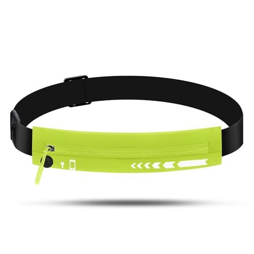 USHAKE Slim Running Belt Women Men, Bounce Free Fanny Pack Phone Holder - color: Yellow