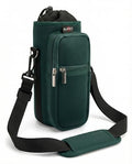 AUPET Water Bottle Sling Bag Sleeve Holder Carrier 25/32/40/64 oz,Insulated Crossbody Water Bottle Case Cover with Strap and Pockets for Men/Women Walking Hiking - color: Dark Emerald Green, size: 64oz