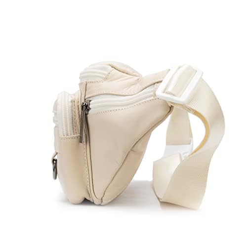 Leather Fanny Pack Waist Bag for Men Women Outdoor Travel Hiking Camping Walking Running Hip Bum Belt Slim Cell Phone Purse Wallet Pouch (#03Beige) - color: #03Beige