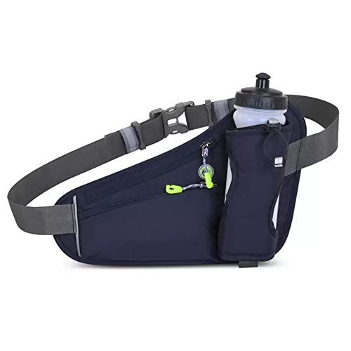 HOTEMIA Fanny Pack with Water Bottle Holder, Hydration Running Belt for Men Women Adjustable Strap Waist Bag Suitable for Hiking Running Walking Jogging Camping (Bottle Not Included)(Dark Blue) - color: Dark Blue