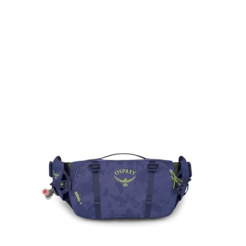 Osprey Seral Biking Waist Pack with Hydraulics Reservoir for Men & Women, Hydration Belt with Water Bladder - color: Botswana Purple Dust Print, style: 4l