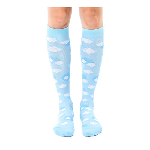 Living Royal Compression Socks - Graduated Compression 15-20mmHg, Padded Cushion Bottom Fun Socks, Moisture-Wicking - color: Clouds