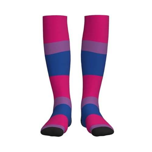 Compression Socks Knee High Support Stockings Women Men - color: Bisexual Flag Pride