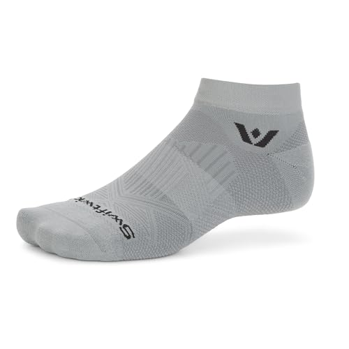 Swiftwick ASPIRE ONE Running & Cycling Socks, Breathable, Compression Fit - color: Pewter-circuit, size: Small