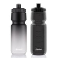 SLUXKE Squeeze Water Bottle 24oz, 2Pack Bike Water Bottle Leak Proof BPA Free for All Fitness and Cycling Fast Flow Valve - color: Gray White & Black, size: 24 Ounces