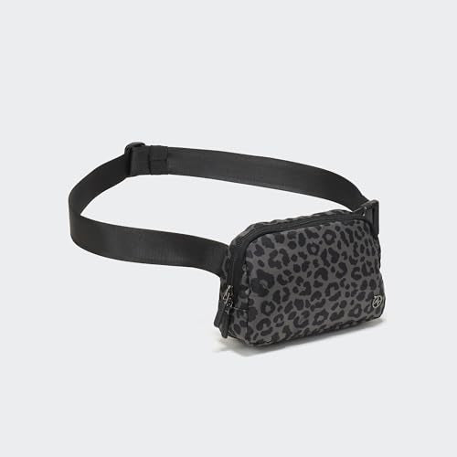 Pander Nylon Fanny Pack for Women, Two-Way Zipper Crossbody Bag - color: Grey Leopard