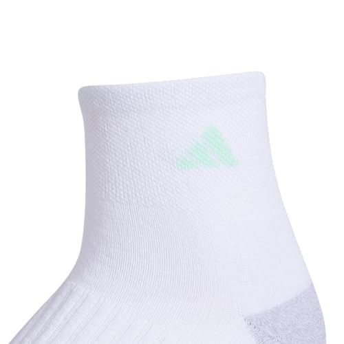 adidas Women's Cushioned Socks 3 Pairs - color: White/Pulse Mint Green/Lucid Fuchsia Pink/3.0/Quarter, size: Medium, style: Quarter