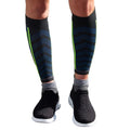 Zensah Featherweight Compression Leg Sleeves - Relieve Shin Splints, Calf Strains - color: Charcoal/Blue, size: Large