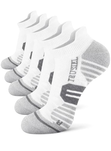 Trusiel Ankle Compression Socks for Women Running Moisture Wicking 5 Pairs - color: White, size: 6-9