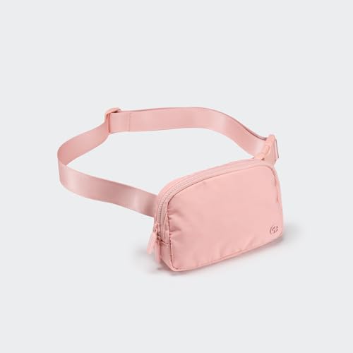 Pander Nylon Fanny Pack for Women, Two-Way Zipper Crossbody Bag - color: Mono Pink