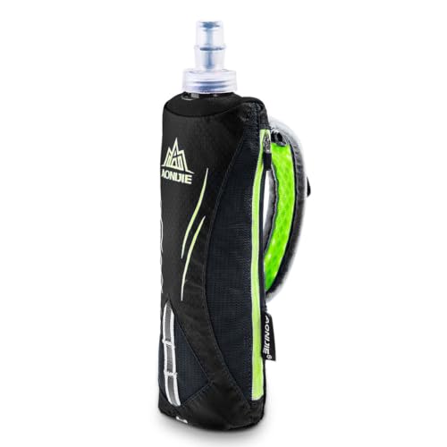 JEELAD Soft Folding Water Bottles TPU Collapsible Flask Ideal for Hydration Vest Running Hiking Cycling Outdoor - color: Black 500ml Handheld Bottle